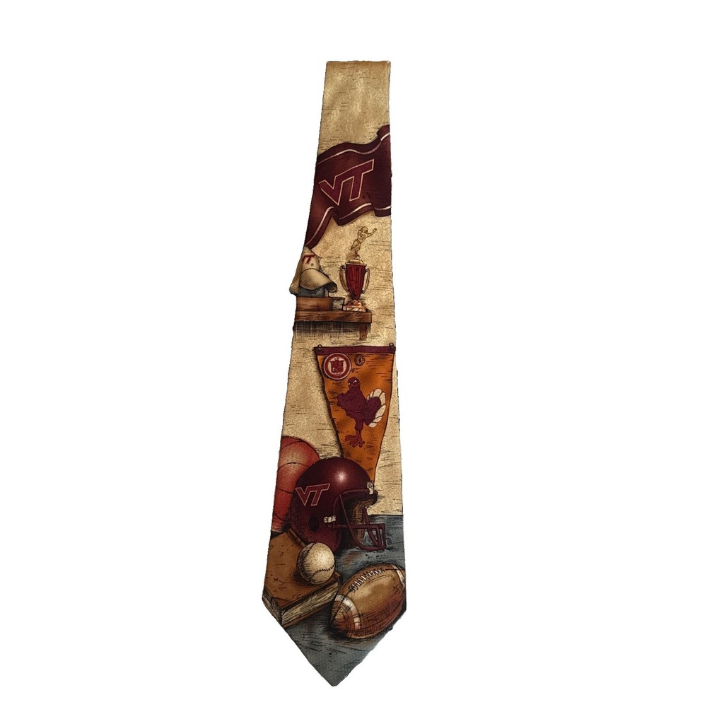 Virginia Tech Hokies Necktie Tie 59x3.75 VT Eagles Wing 100% Silk Sports 🏀 🏈